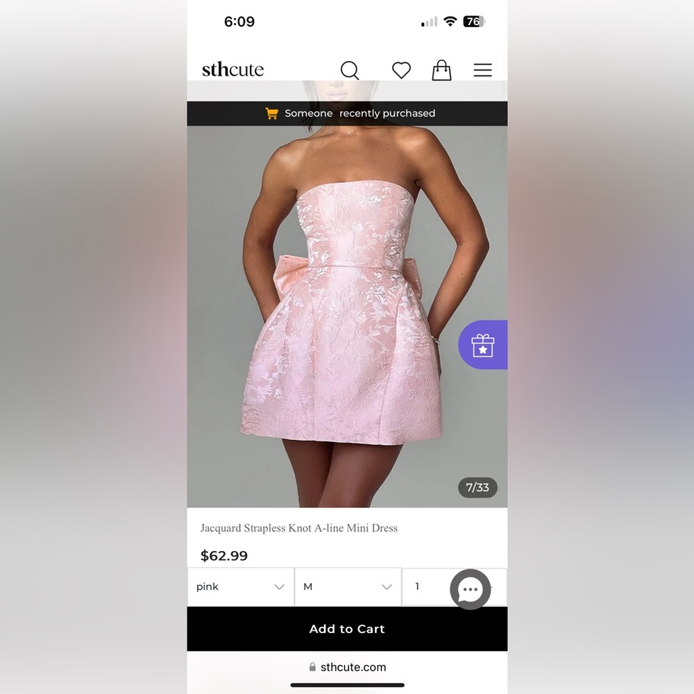 Jacquard Strapless Knot A-line Mini Dress